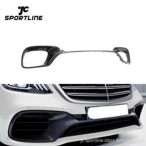 W222 S Class Carbon Fiber Front Bumper Trims for Mercedes-Benz S63/S65 AMG 2018-2019